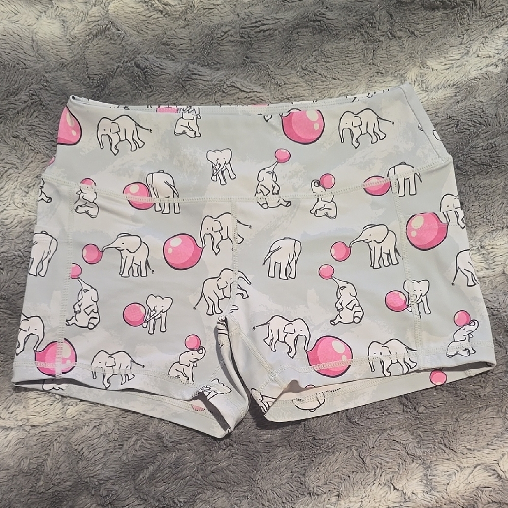 Gray Elephant Print Shorts